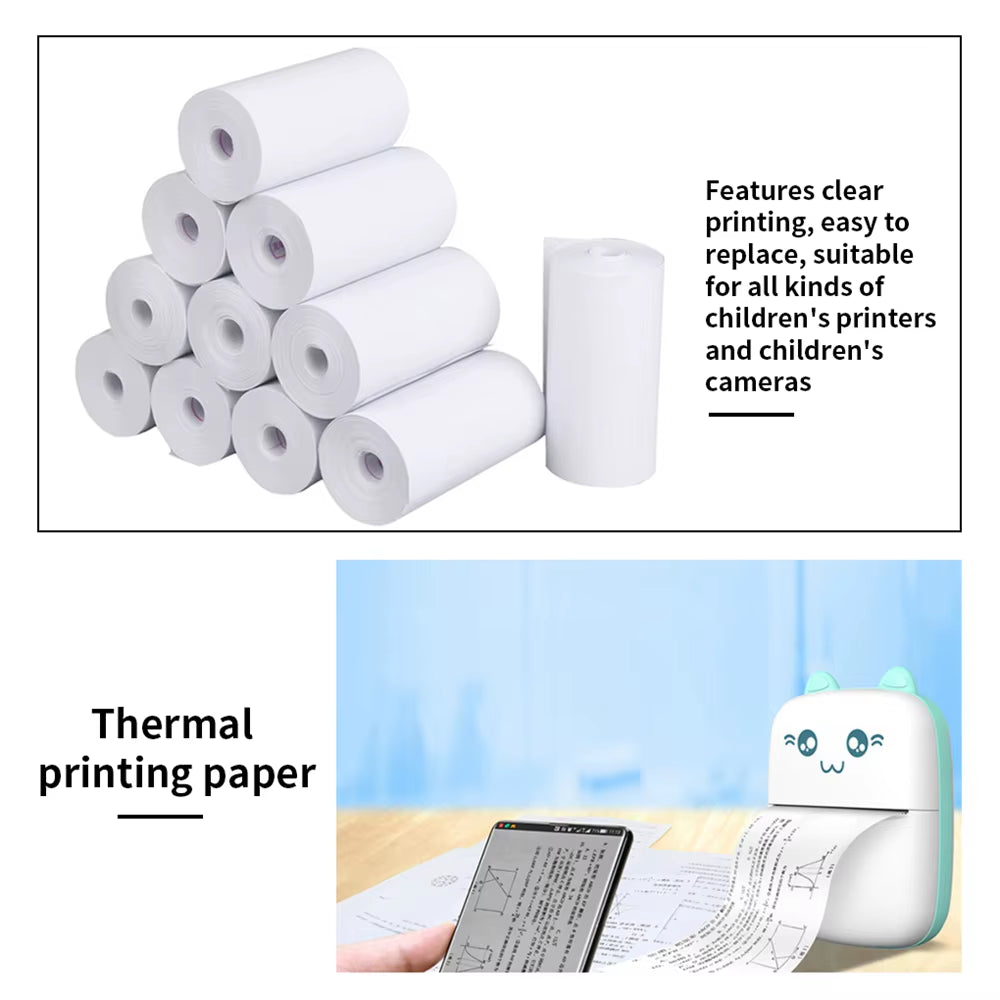 10Rolls 57X25 MM Thermal Paper White Children Camera Instant Print Kids Camera Printing Paper Replacement Accessories Parts