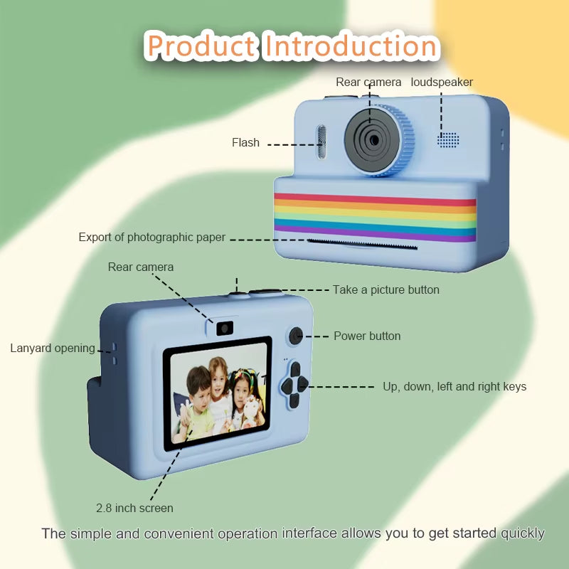 Children'S Printable Camera Toy Small Camera Gift for Boys and Girls